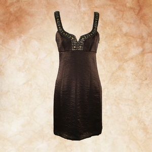 Shelli Segal Metallic Bronze Embellished Dress